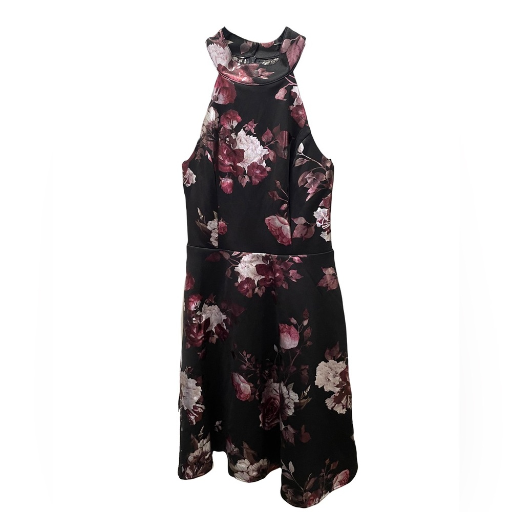 BNWT Le Chateau Halter Dress Sheer Lace Back Floral Print